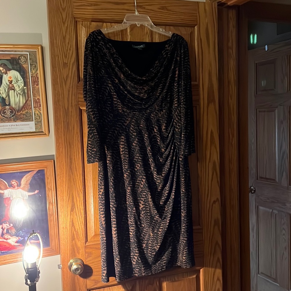 Ralph Lauren black and brown patterned dress.  Excellent condition.